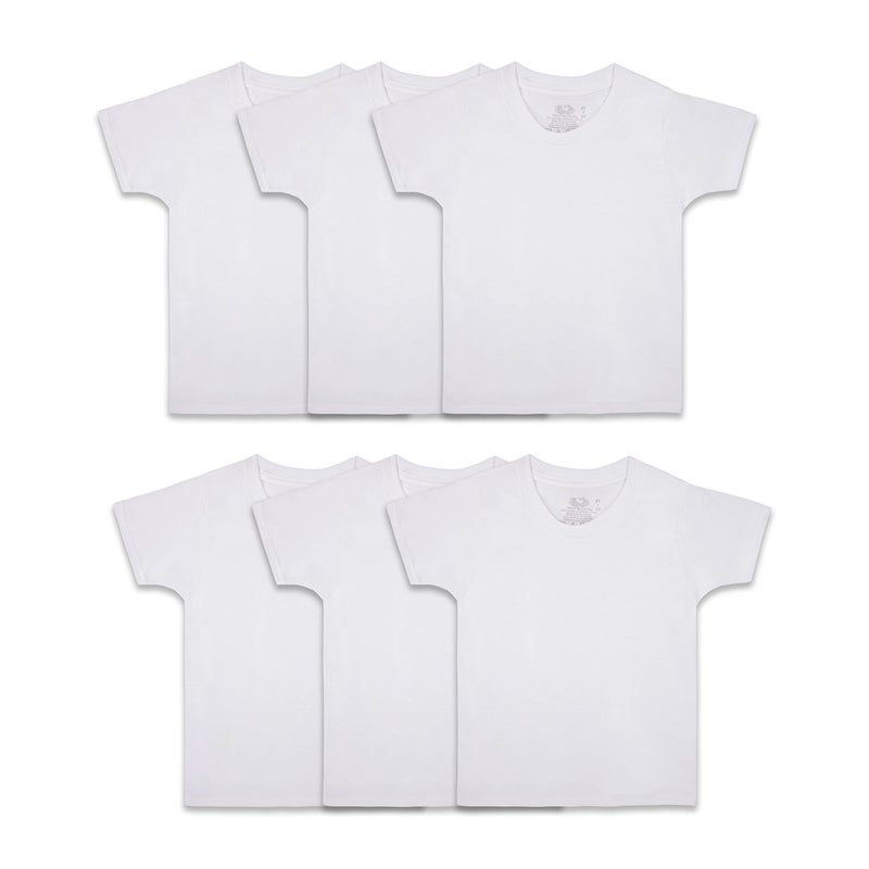 Fruit of the Loom Boys' Cotton T Shirt, Toddler-6 Pack-White, 4-5T - Image 1